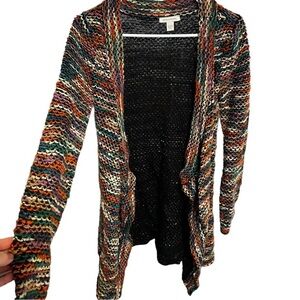 Boston Proper rainbow multicolored chunky knit long open cardigan XS